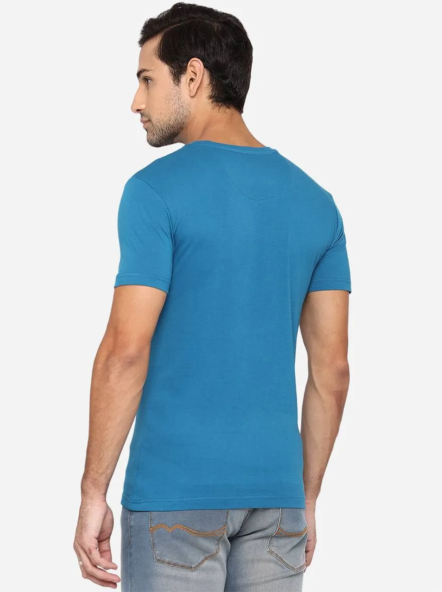 Seaport Blue Solid Slim Fit T-Shirt | JadeBlue