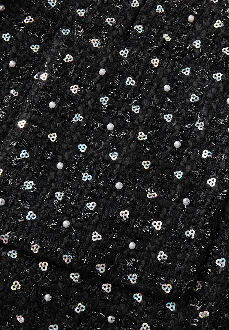Sequin-and-pearl Embellished Peak Lapel Jacket