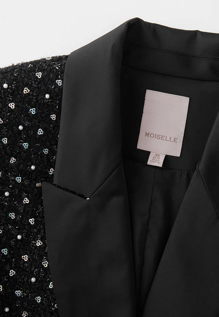 Sequin-and-pearl Embellished Peak Lapel Jacket