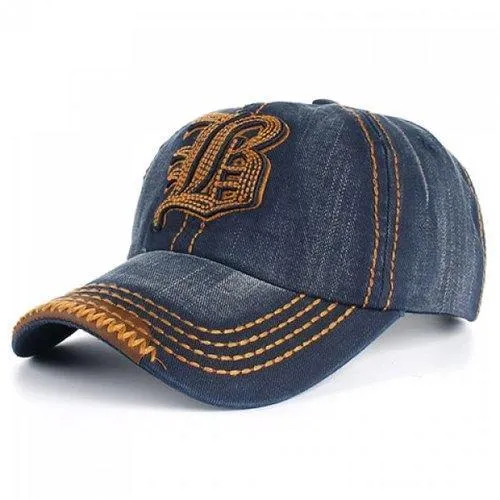 Stylish Sewing Thread and Retro Letters Shape Embellished Visor For Men - Deep Blue