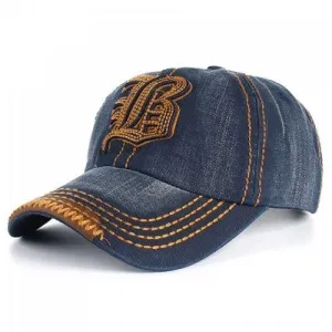 Stylish Sewing Thread and Retro Letters Shape Embellished Visor For Men - Deep Blue