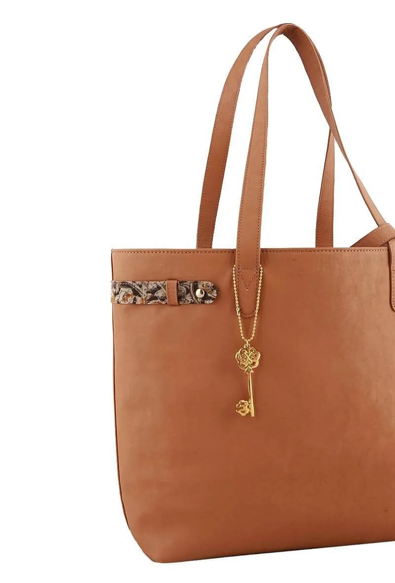 Tan Kalamkari Tote Bag