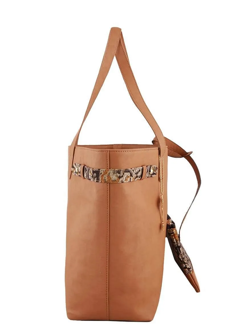 Tan Kalamkari Tote Bag
