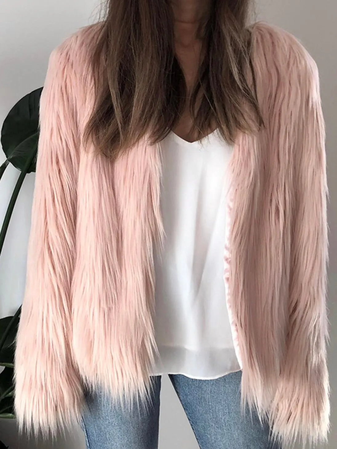 Tess Luxury Soft Pink Faux Fur Jacket for Women