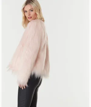 Tess Luxury Soft Pink Faux Fur Jacket for Women