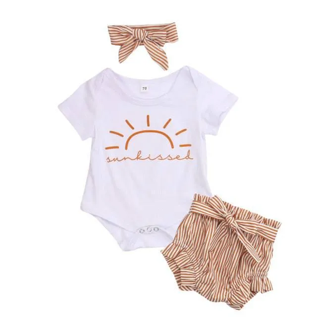 Toddler Infant Baby Girl Cotton Casual Outfits Set. Leopard Shorts plus Headband