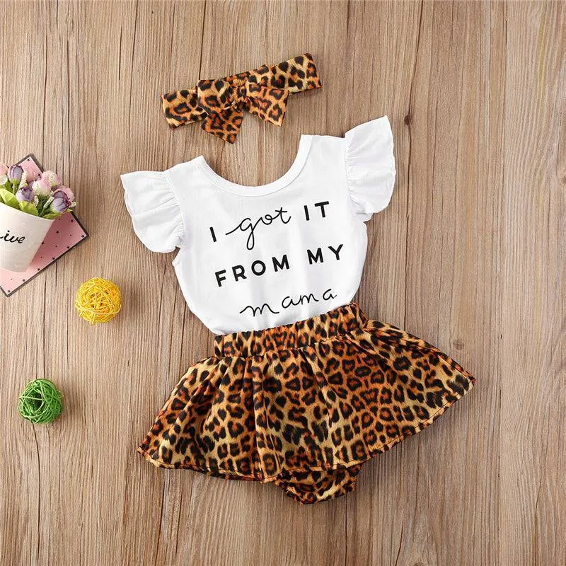 Toddler Infant Baby Girl Cotton Casual Outfits Set. Leopard Shorts plus Headband
