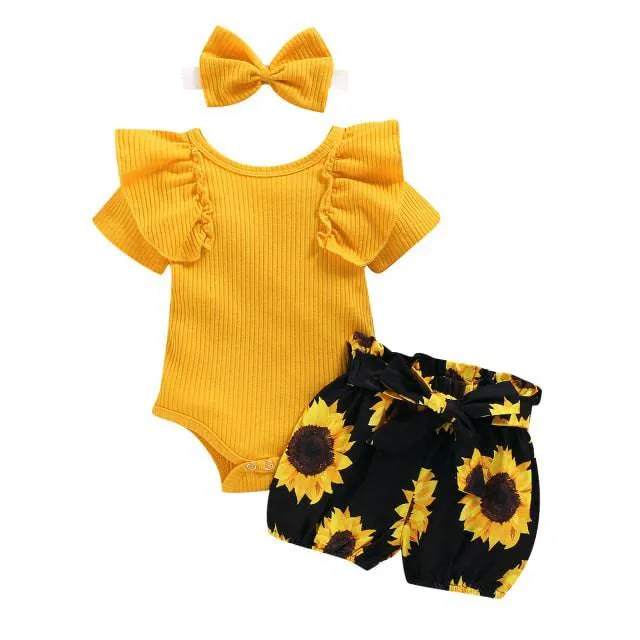 Toddler Infant Baby Girl Cotton Casual Outfits Set. Leopard Shorts plus Headband