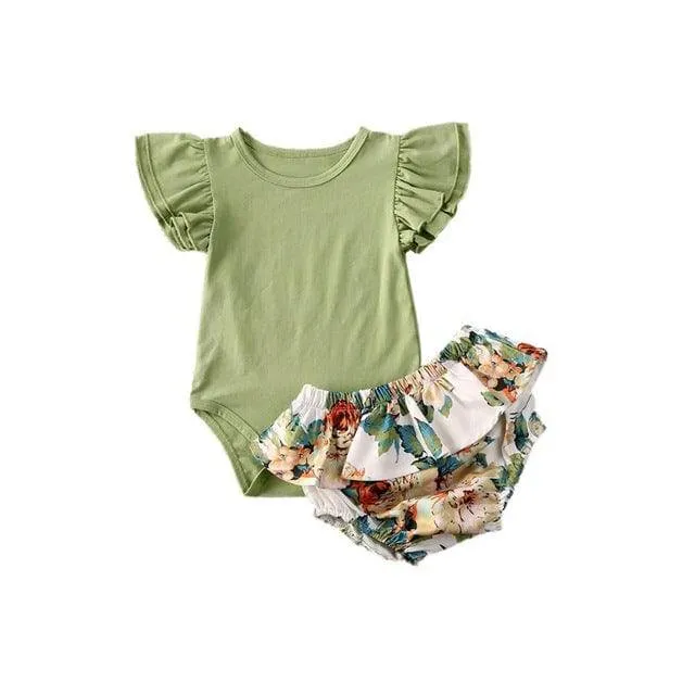 Toddler Infant Baby Girl Cotton Casual Outfits Set. Leopard Shorts plus Headband