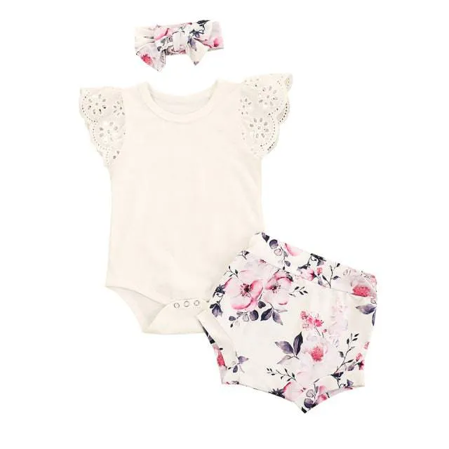 Toddler Infant Baby Girl Cotton Casual Outfits Set. Leopard Shorts plus Headband