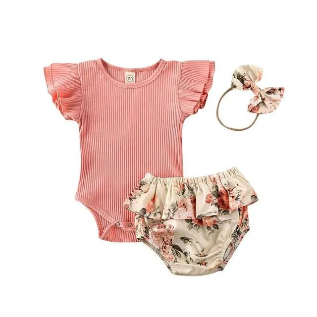 Toddler Infant Baby Girl Cotton Casual Outfits Set. Leopard Shorts plus Headband