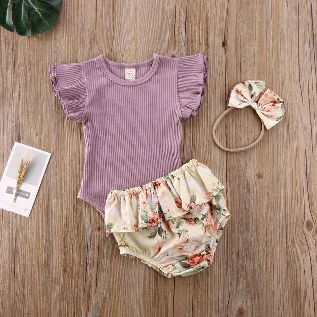 Toddler Infant Baby Girl Cotton Casual Outfits Set. Leopard Shorts plus Headband