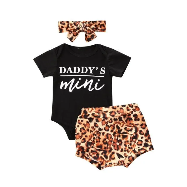 Toddler Infant Baby Girl Cotton Casual Outfits Set. Leopard Shorts plus Headband