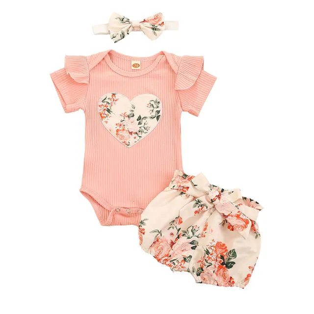 Toddler Infant Baby Girl Cotton Casual Outfits Set. Leopard Shorts plus Headband