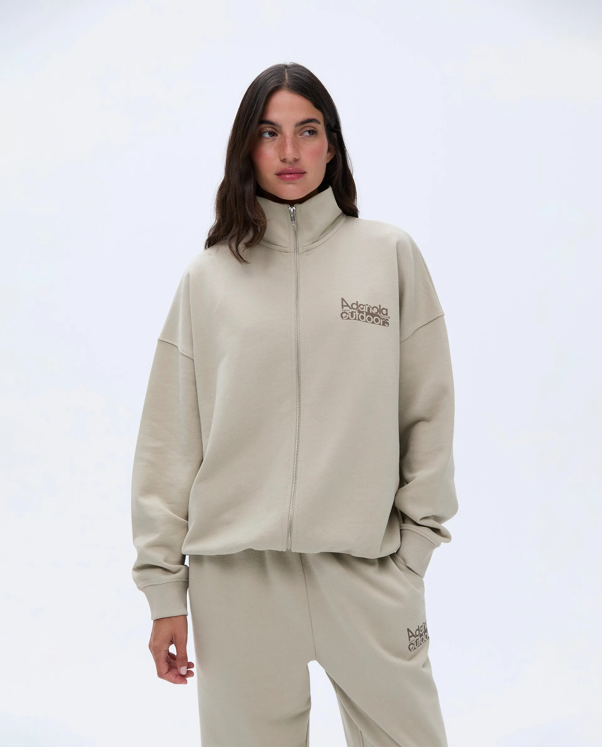 Trail Funnel Full Zip Oversized Sweatshirt - Sand