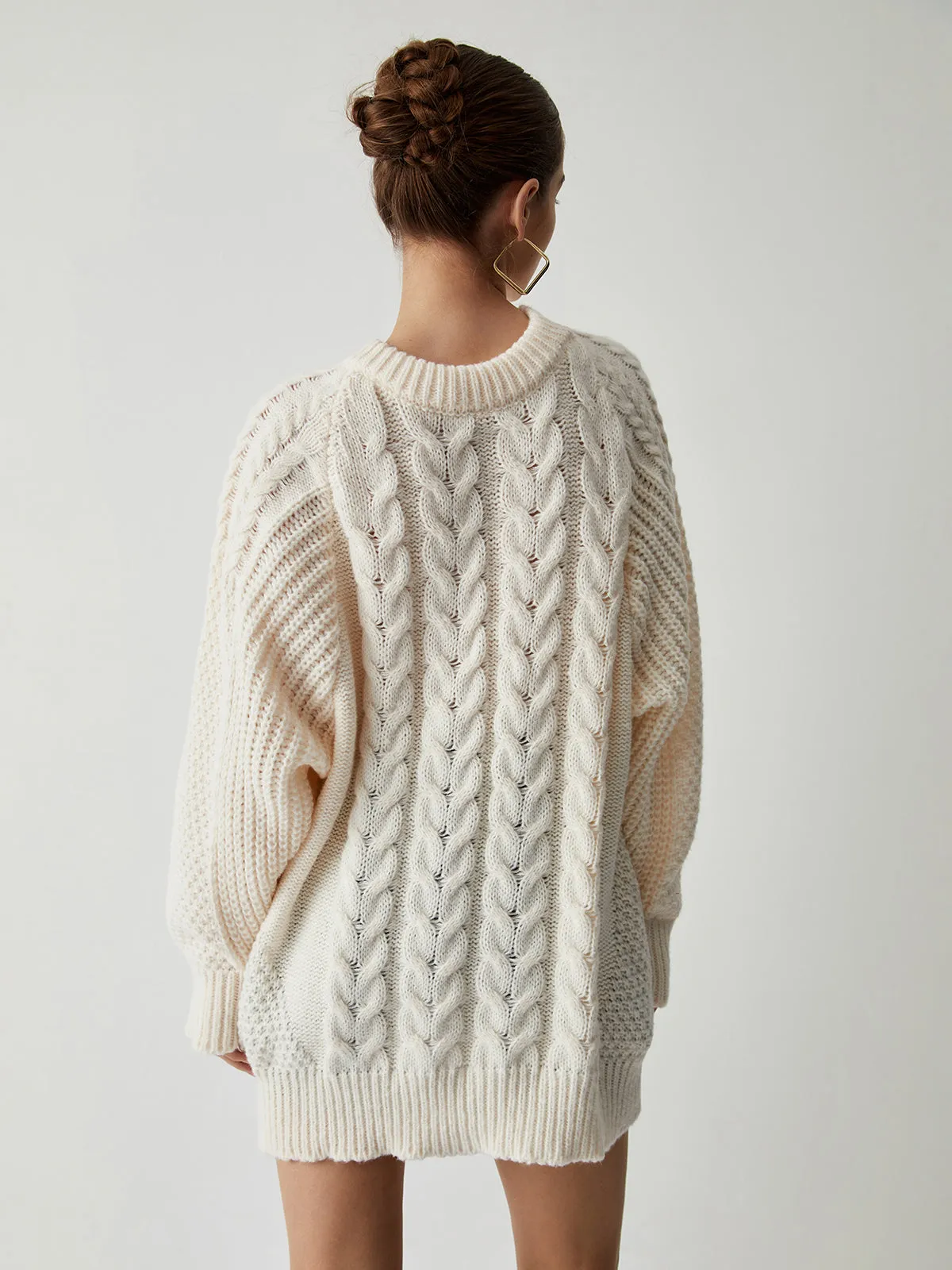 Wenkouban-Christmas Thanksgiving outfits_Chunky Cable Graceful Knit Oversized Sweater