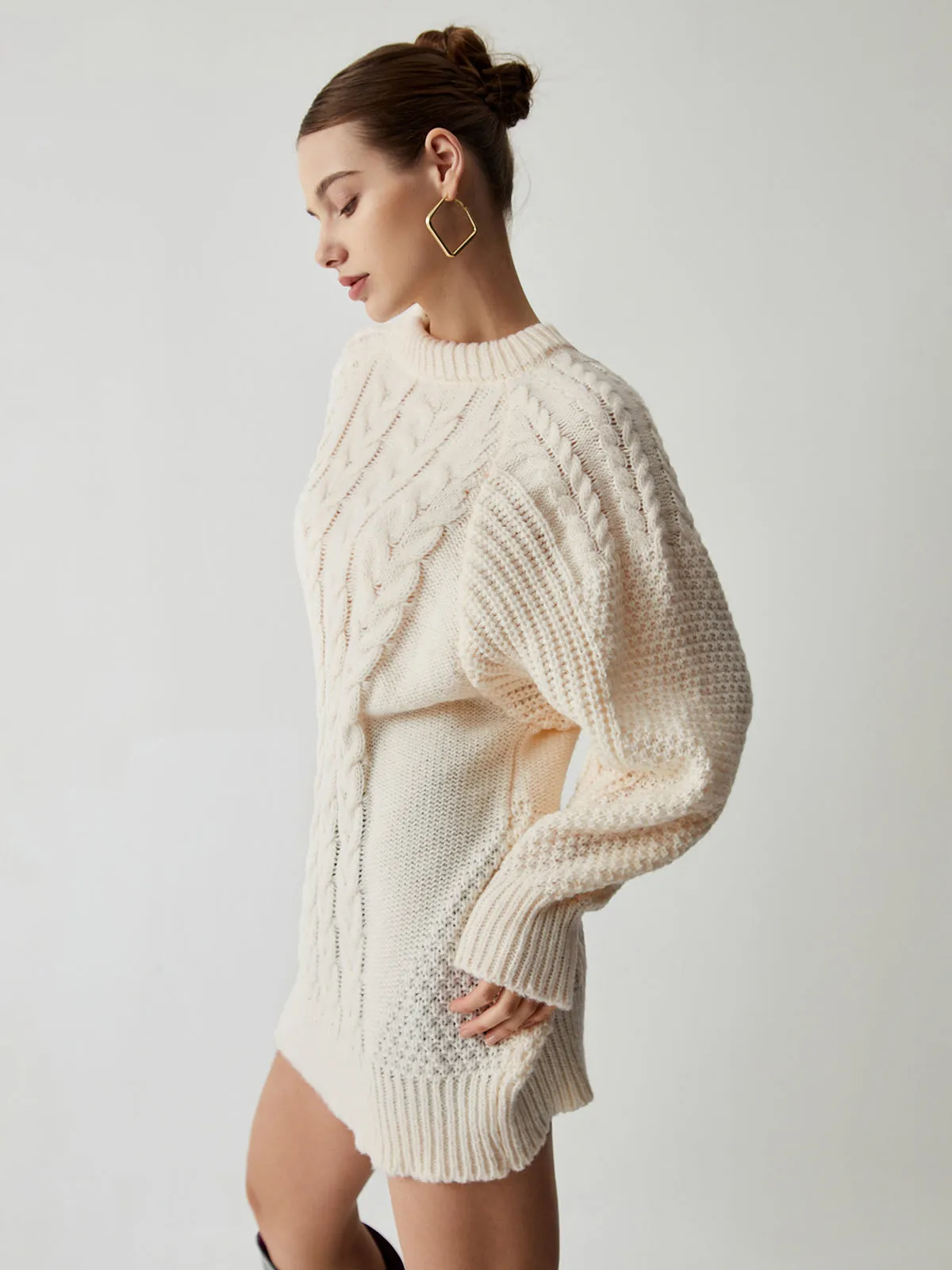 Wenkouban-Christmas Thanksgiving outfits_Chunky Cable Graceful Knit Oversized Sweater