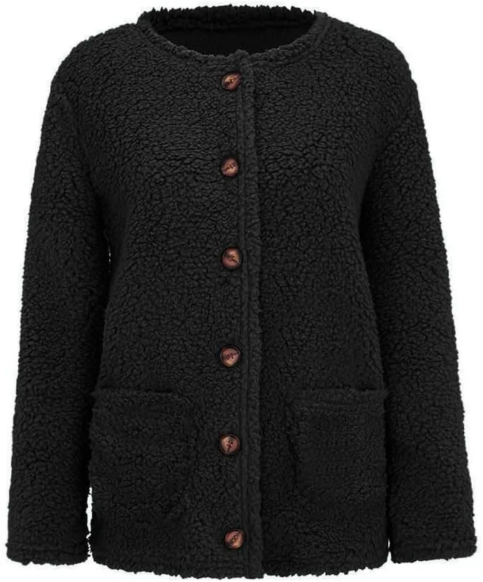 Winter Coat for Women 2024 Soft Fleece Jacket Fuzzy Sherpa Cardigan Open Front Fleece Button Down Warm Casual Sweater