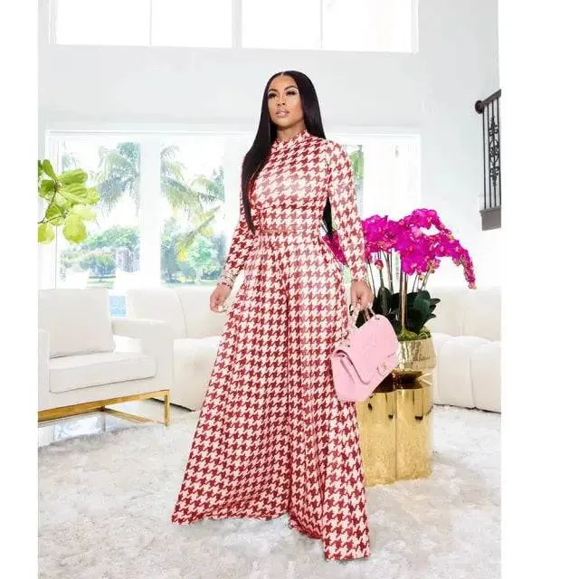Women Set Striped O-neck Long Sleeve Tops Long pants Casual Outfits