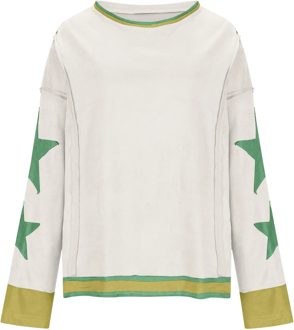Womens Oversized Star Hoodies Long Sleeve Casual Shirts Drop Shoulder Vintage Graphic Pullover Sweatshirt Y2k Tops