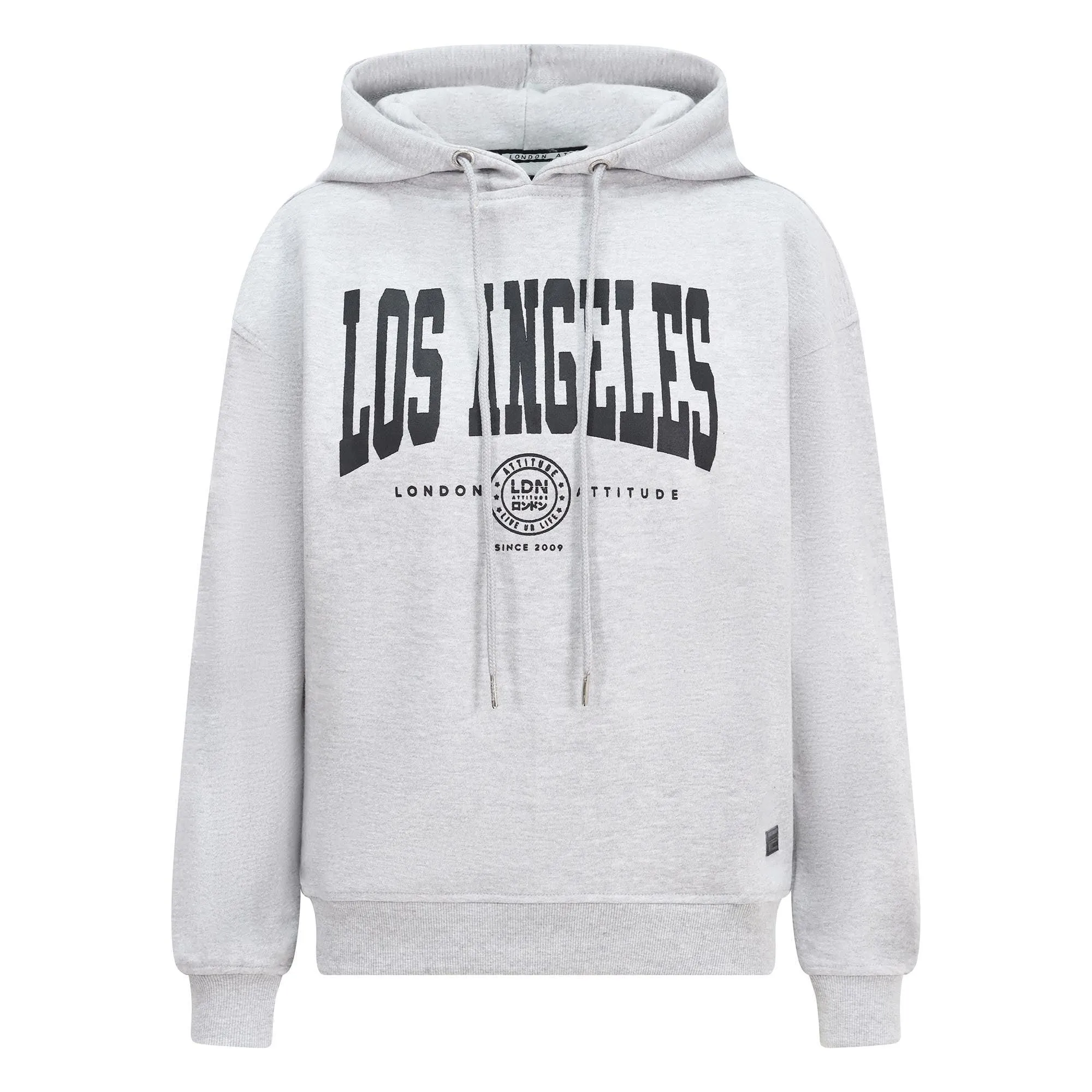 Women's Relaxed Fit "Los Angeles" Printed Hoodie Grey